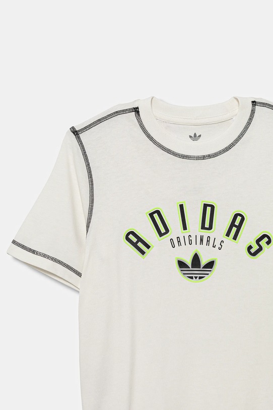 Детска памучна тениска adidas Originals бежов JX5265