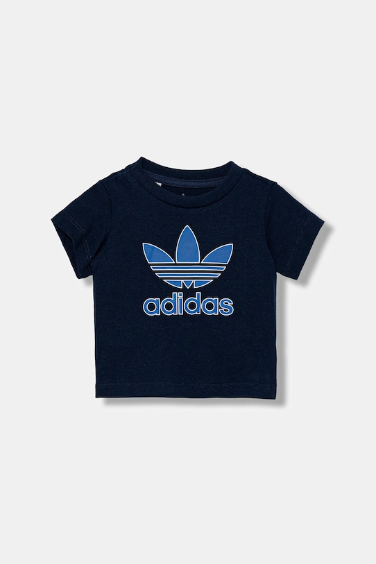 Dětské bavlněné tričko adidas Originals kulatý námořnická modř JX9003