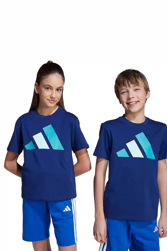 Dětské bavlněné tričko adidas kulatý námořnická modř JY0296