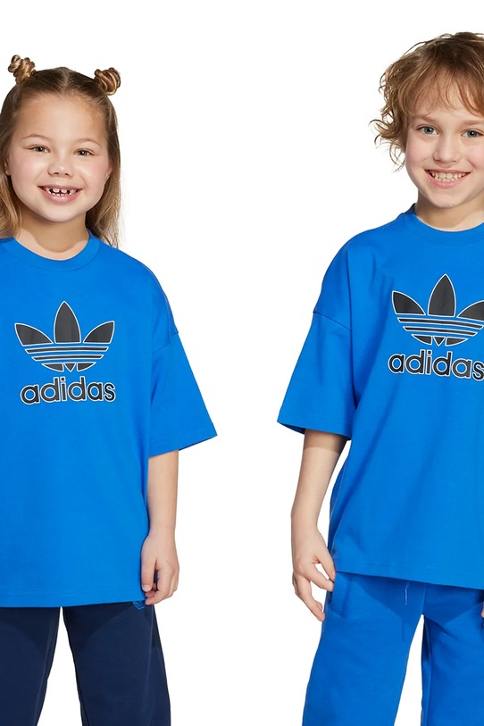 Detské bavlnené tričko adidas Originals bavlna modrá JY1138