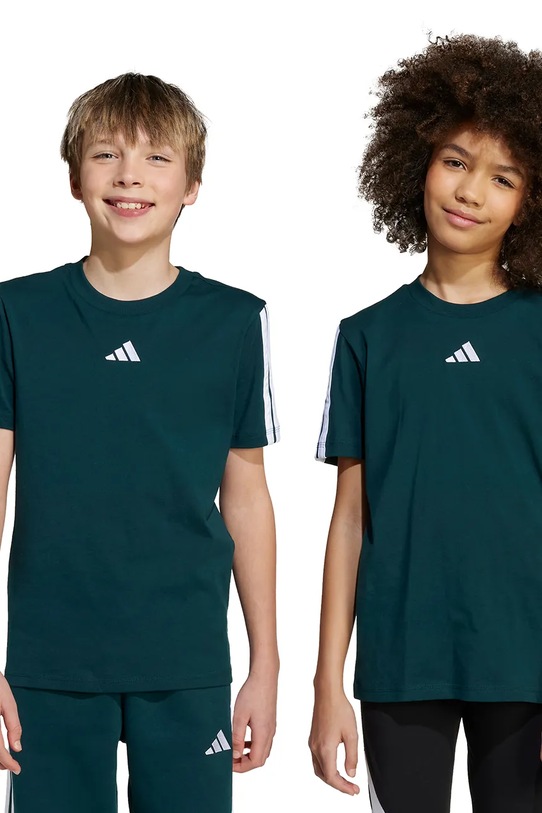 Dětské bavlněné tričko adidas kulatý zelená JY4969