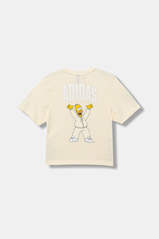 Detské bavlnené tričko adidas JL9180 béžová AW25