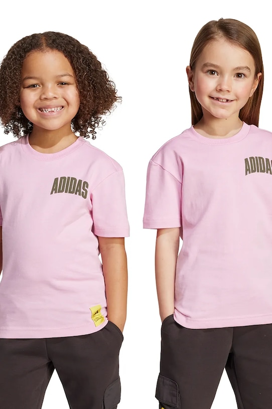 adidas t-shirt dziecięcy nadruk różowy JM0831