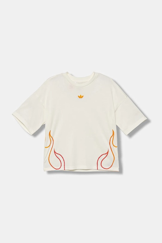 Otroška bombažna kratka majica adidas Originals Potisk bež JY2743