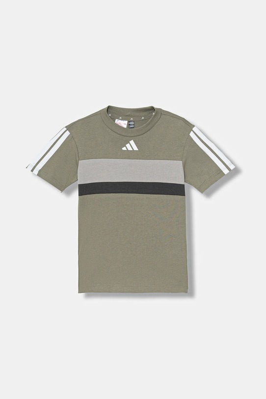 Детска памучна тениска adidas JN2246 зелен AW25