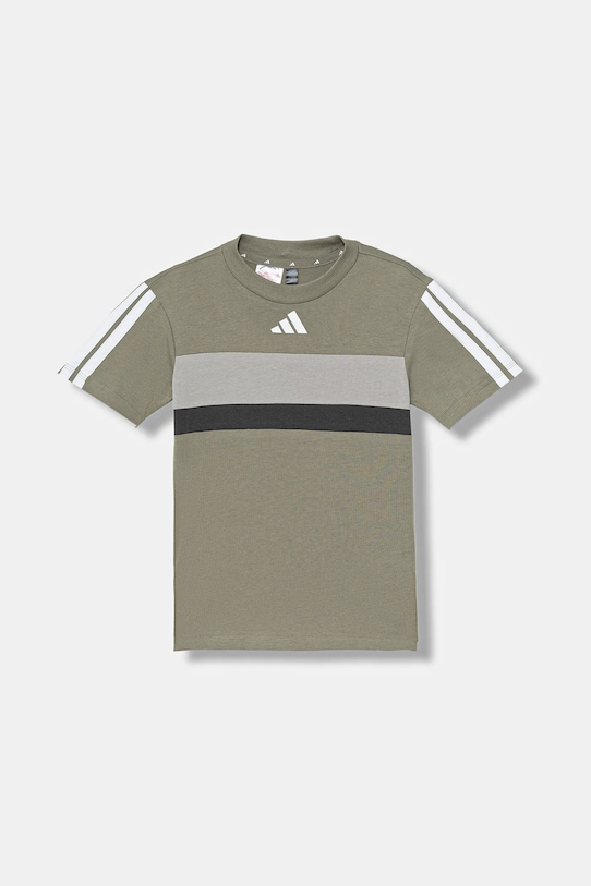 Детска памучна тениска adidas JN2246 зелен AW25