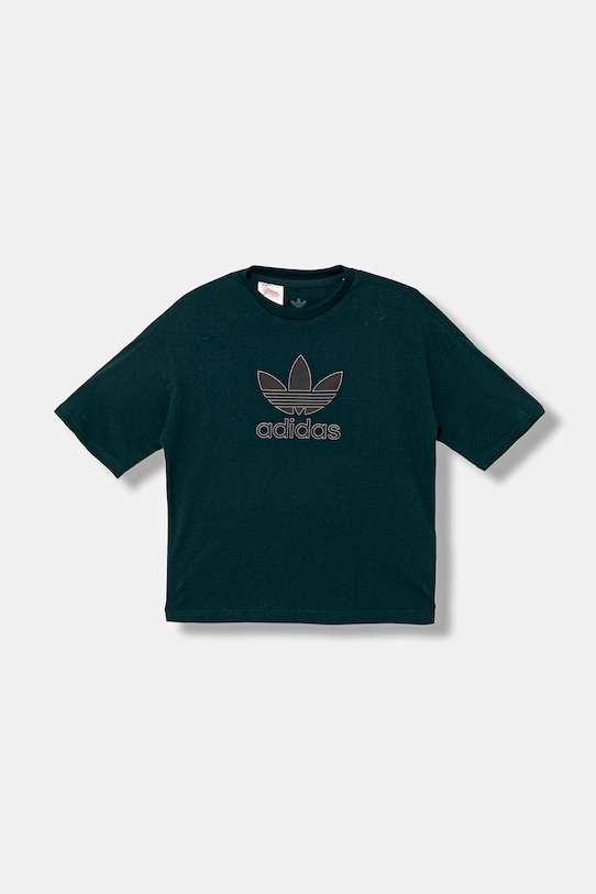 Dětské bavlněné tričko adidas Originals JV8561 zelená AW25