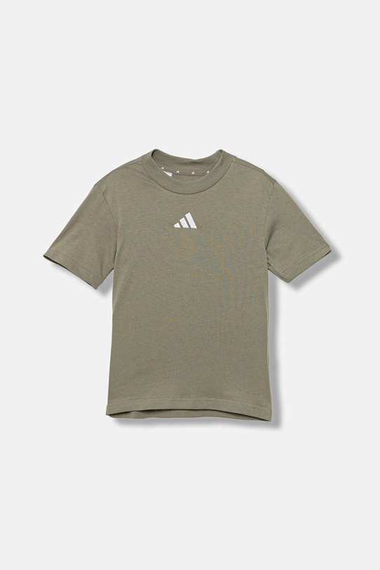 Dětské bavlněné tričko adidas kulatý zelená JW3492