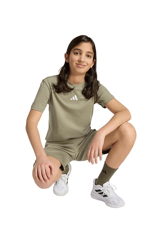 Παιδικό βαμβακερό μπλουζάκι adidas JW3492 πράσινο