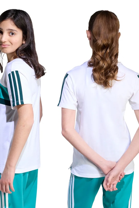 Dětské bavlněné tričko adidas JX0192 bílá AW25