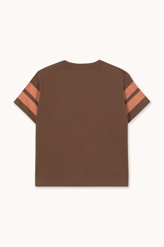 Chłopiec Tinycottons t-shirt bawełniany dziecięcy STRIPES LOGO TEE AW25.001 brązowy
