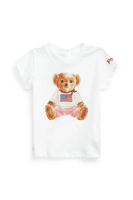 Polo Ralph Lauren t-shirt bawełniany niemowlęcy nadruk biały 310844732001
