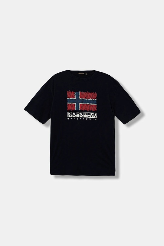 Napapijri t-shirt bawełniany dziecięcy S-ADIGE nadruk granatowy NP0A88ZW1761.134.172