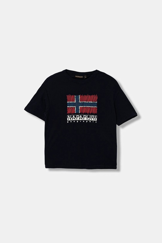 Napapijri t-shirt bawełniany dziecięcy S-ADIGE okrągły granatowy NP0A88ZW1761.98.128
