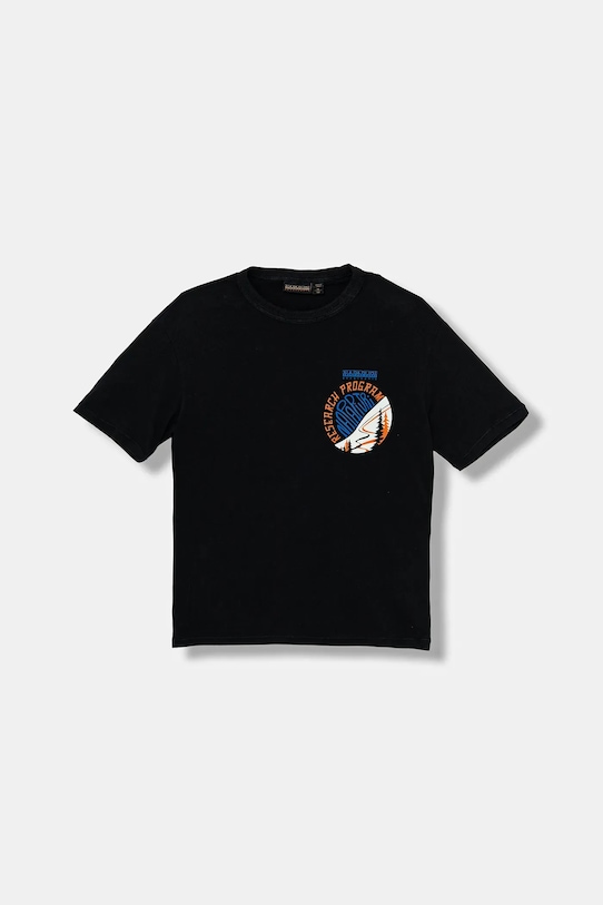 Napapijri t-shirt bawełniany dziecięcy S-ADIGE nadruk czarny NP0A88ZWF0N1.98.128