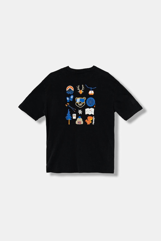 Napapijri tricou de bumbac pentru copii S-ADIGE print negru NP0A88ZWF0X1.134.172