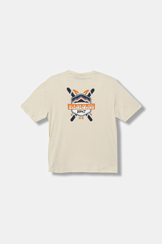 Napapijri t-shirt bawełniany dziecięcy S-ADIGE NP0A88ZWF0Y1.134.172 beżowy AW25