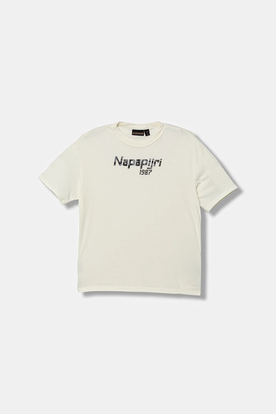 Napapijri t-shirt bawełniany dziecięcy S-PRIMIERO nadruk beżowy NP0A88ZY2061.134.172