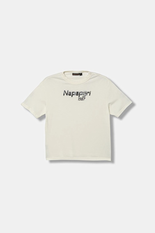 Napapijri t-shirt bawełniany dziecięcy S-PRIMIERO nadruk beżowy NP0A88ZY2061.98.128