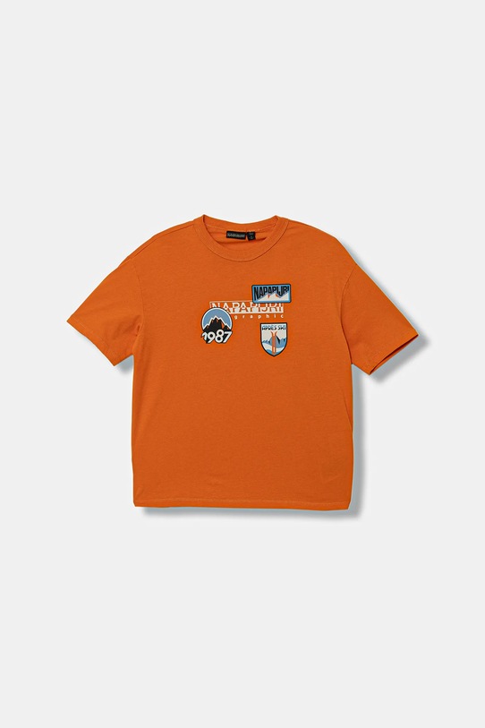 Napapijri t-shirt bawełniany dziecięcy S-PRIMIERO nadruk pomarańczowy NP0A88ZYA681.134.172