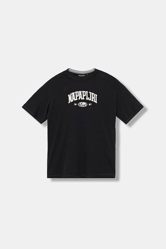 Napapijri t-shirt bawełniany dziecięcy S-INOT nadruk czarny NP0A891F9411.134.172