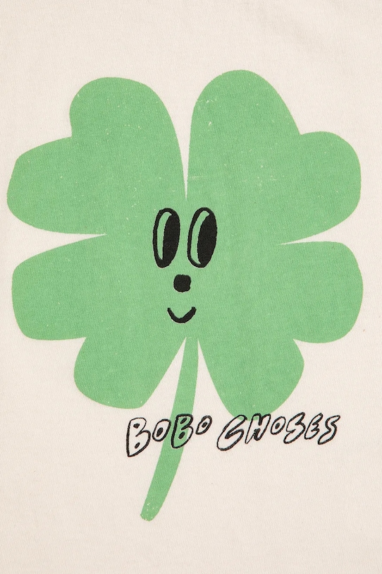 Bobo Choses tricou de bumbac pentru copii Lucky Clover 225AB032 alb AW25