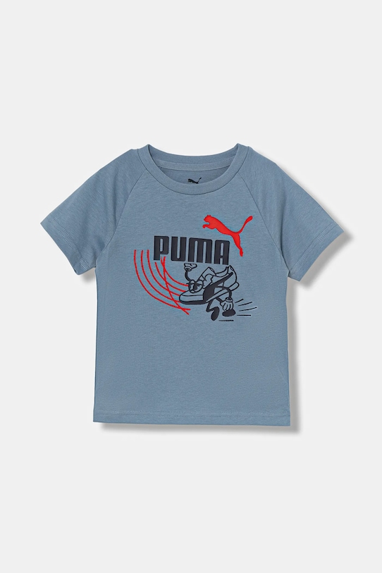 Puma tricou de bumbac pentru copii LITTLE RUNNERS Tee PS print albastru 688475.