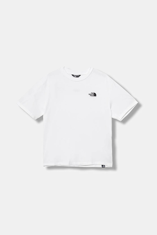 Παιδικό βαμβακερό μπλουζάκι The North Face TEEN ESSENTIAL OVERSIZE SS TEE απλικέ λευκό NF0A8EFPFN41