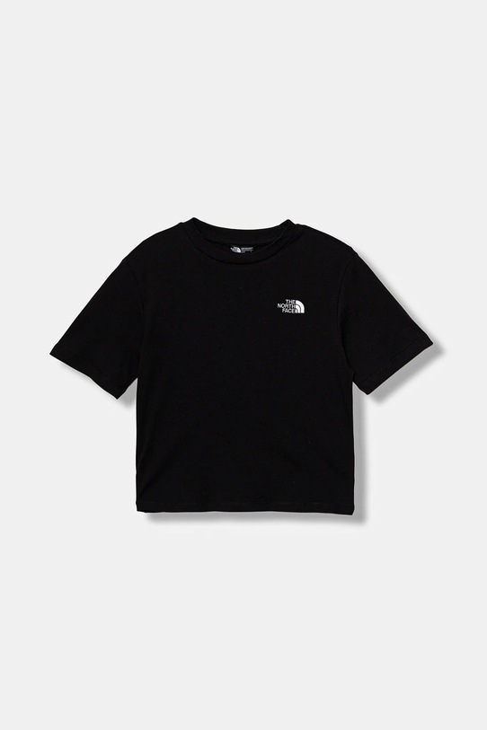 Παιδικό βαμβακερό μπλουζάκι The North Face TEEN ESSENTIAL OVERSIZE SS TEE απλικέ μαύρο NF0A8EFPJK31