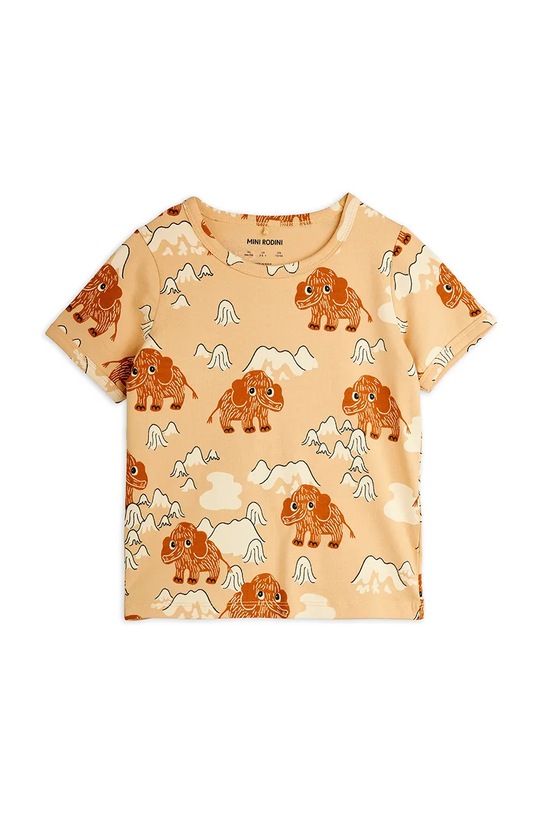 Mini Rodini t-shirt dziecięcy Mammoths wzorzyste beżowy 25720103
