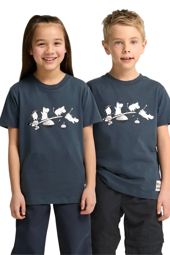 Jack Wolfskin t-shirt bawełniany dziecięcy MOOMIN T-SHIRT K nadruk granatowy A65461