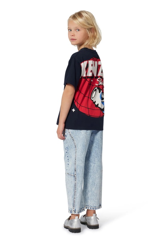 Παιδικό βαμβακερό μπλουζάκι Kenzo Kids K61492 σκούρο μπλε