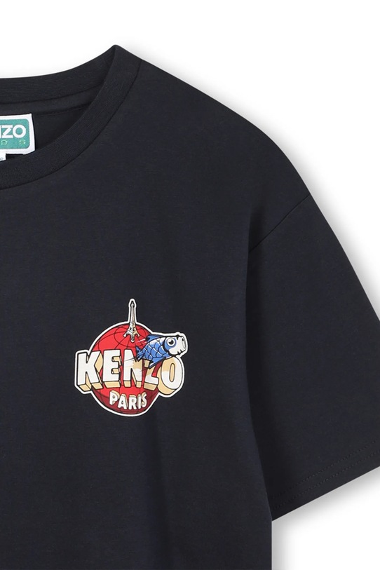 Παιδικό βαμβακερό μπλουζάκι Kenzo Kids σκούρο μπλε K61492