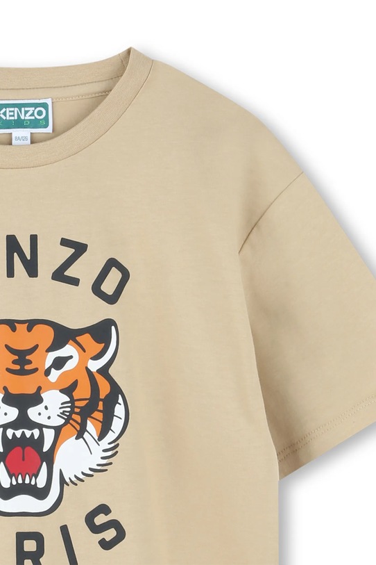 Chłopiec Kenzo Kids t-shirt bawełniany dziecięcy K61505.162 beżowy