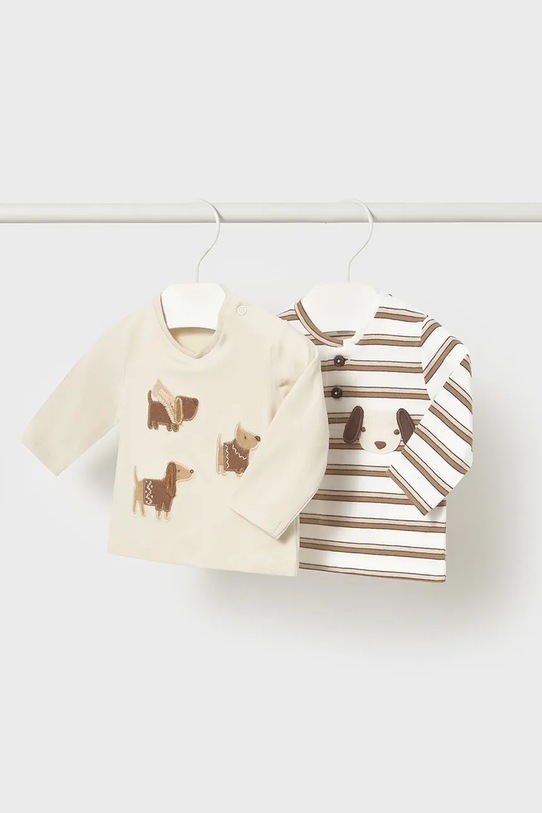 Mayoral Newborn longsleeve niemowlęcy 2-pack wzorzyste brązowy 2056.1N.Newborn.9BYA