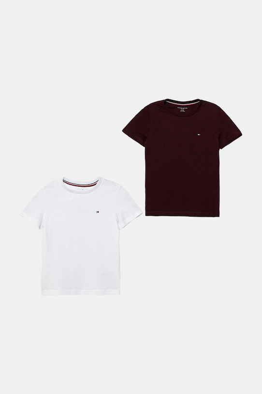 Tommy Hilfiger tricou de bumbac pentru copii 2-pack uni burgundia UK0UK00073.9BYA
