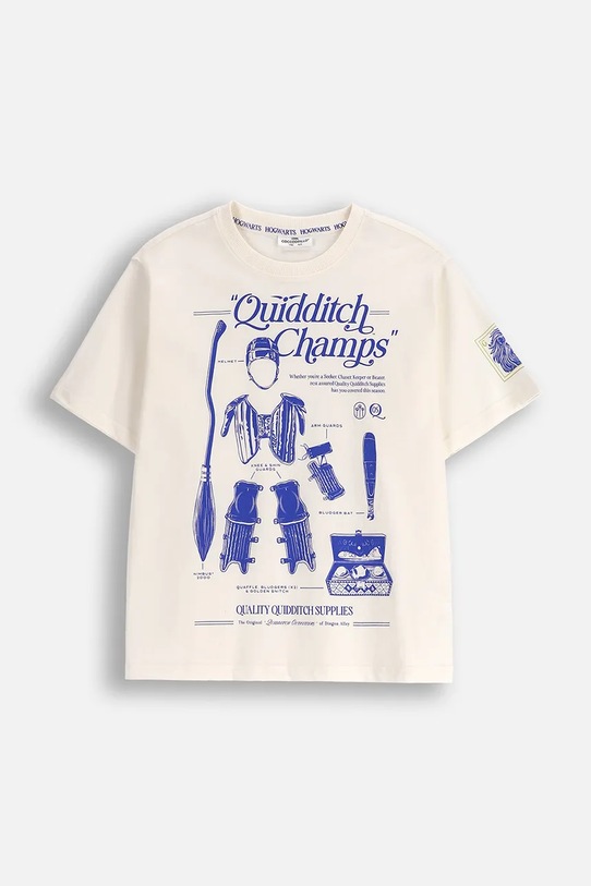 Coccodrillo t-shirt bawełniany dziecięcy ZC5143201LBW beżowy AW25