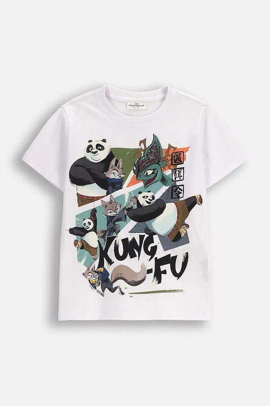 Coccodrillo t-shirt bawełniany dziecięcy nadruk biały ZC5143210LBD