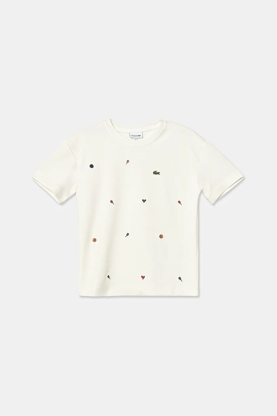 Lacoste t-shirt dziecięcy aplikacja beżowy TJ2602