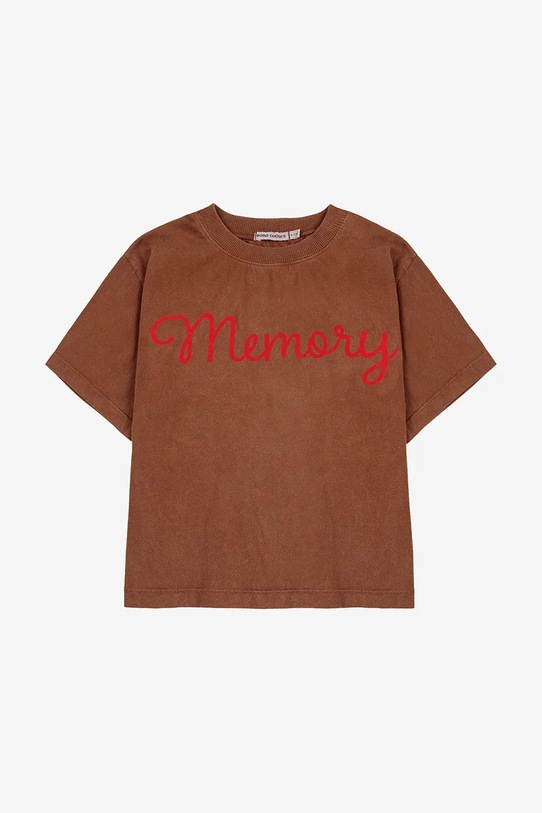 Bobo Choses tricou de bumbac pentru copii Memory 225BC001 maro AW25