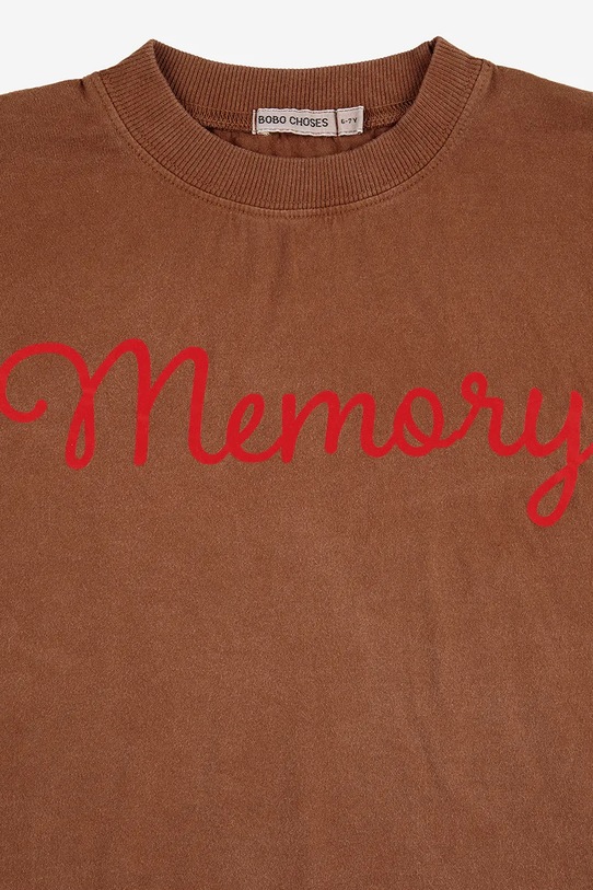Băieți Bobo Choses tricou de bumbac pentru copii Memory 225BC001 maro