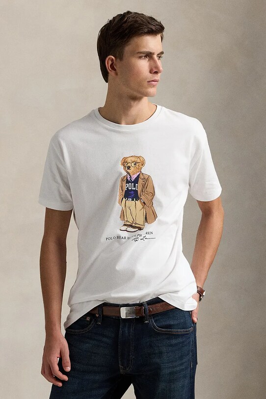 Памучна тениска Polo Ralph Lauren Sscncmslm1 Short Sleeve стандартна бял 710974584