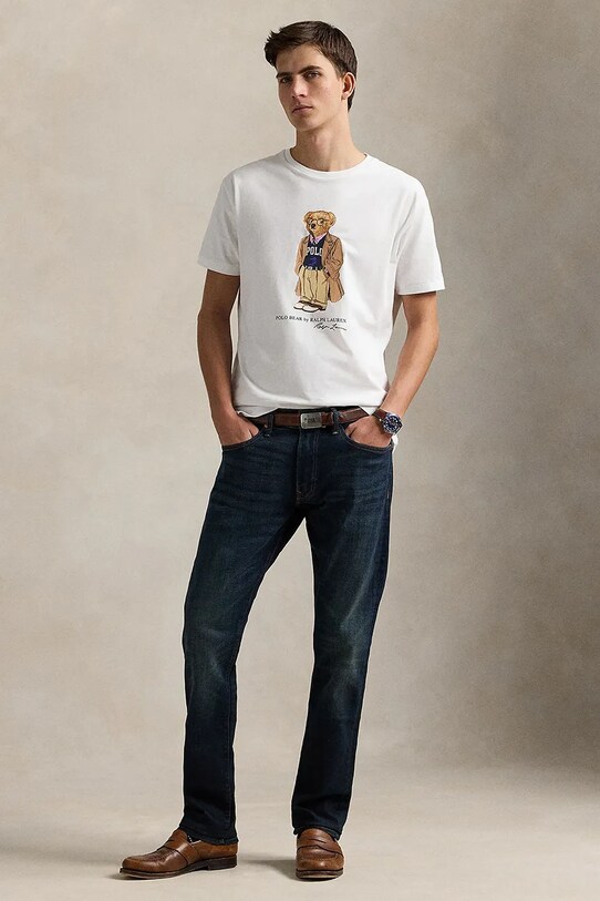 Oblačila Bombažna kratka majica Polo Ralph Lauren Sscncmslm1 Short Sleeve 710974584 bela