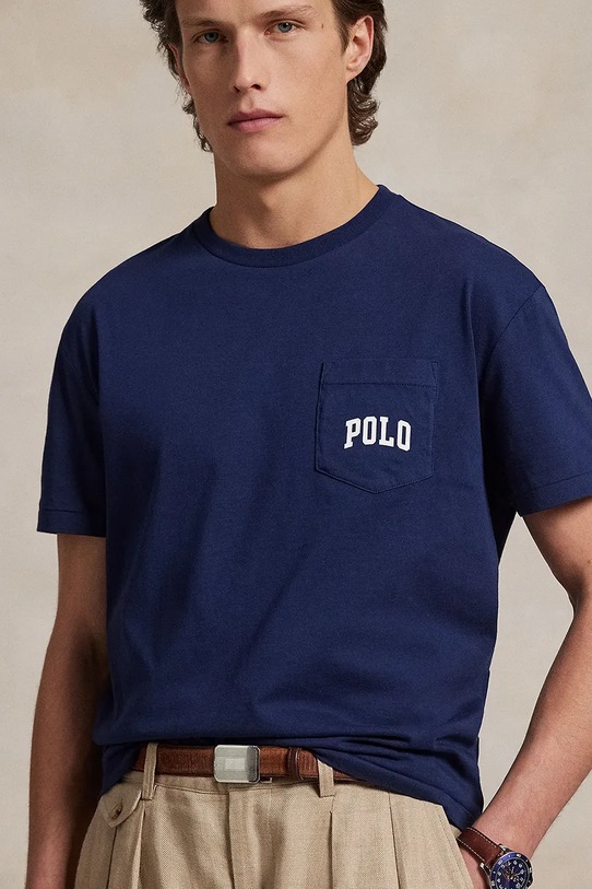 Bavlněné tričko Polo Ralph Lauren Sscnpktm12 Short Sleeve námořnická modř 710974585