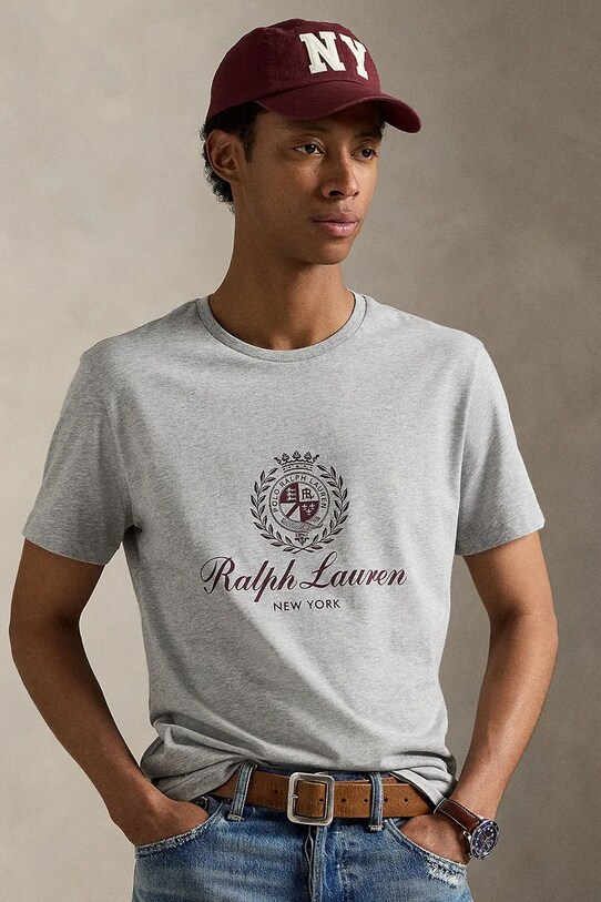 Polo Ralph Lauren t-shirt bawełniany nadruk szary 710978032