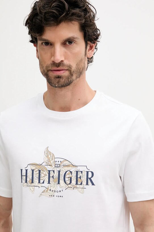 Ρούχα Βαμβακερό μπλουζάκι Tommy Hilfiger MW0MW39353 λευκό