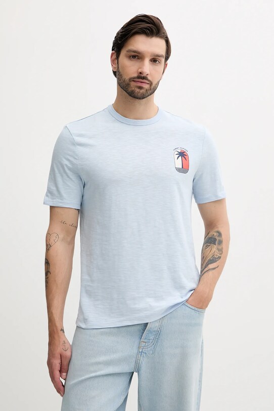 Tommy Hilfiger t-shirt bawełniany nadruk niebieski MW0MW39354