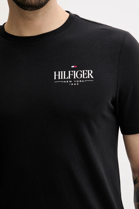 Tommy Hilfiger pamut póló fekete MW0MW39355