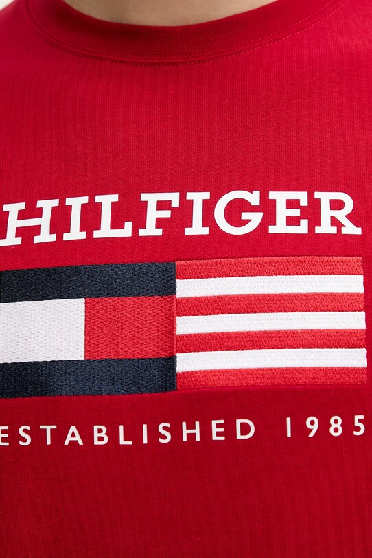 Tommy Hilfiger pamut póló piros MW0MW39843