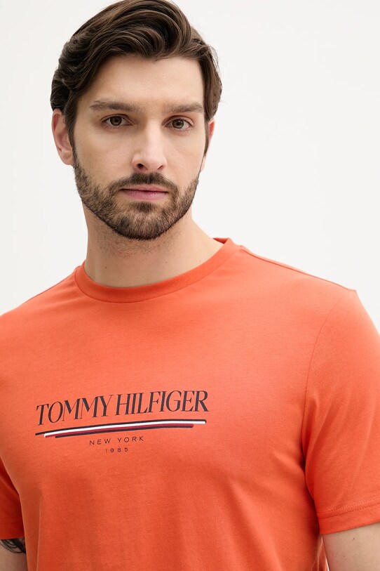 Ruházat Tommy Hilfiger pamut póló MW0MW40324 narancssárga